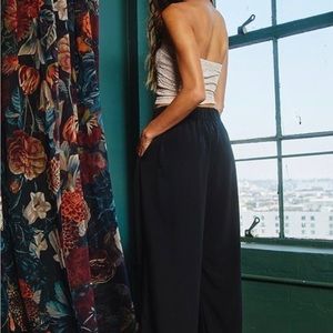 Black pleated.  Wide leg pant